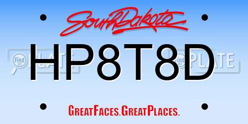 HP8T8D South Dakota License Plate