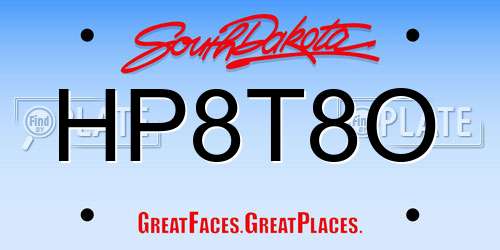HP8T8O South Dakota License Plate