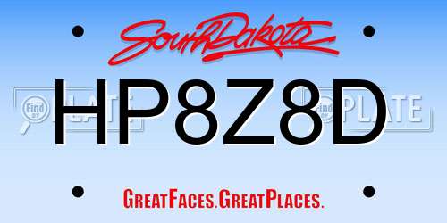 HP8Z8D South Dakota License Plate