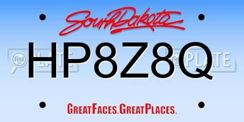 HP8Z8Q South Dakota License Plate
