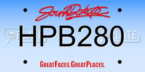 HPB280 South Dakota License Plate