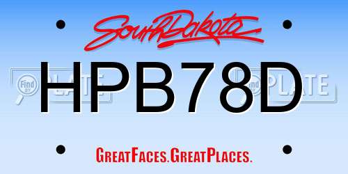 HPB78D South Dakota License Plate