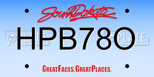 HPB78O South Dakota License Plate