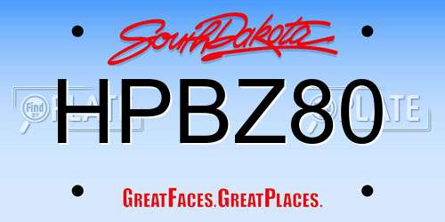 HPBZ80 South Dakota License Plate