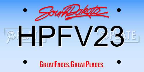 HPFV23 South Dakota License Plate