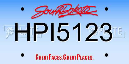 HPI5123 South Dakota License Plate