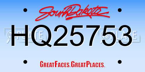 HQ25753 South Dakota License Plate
