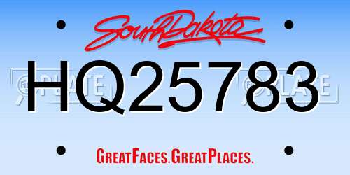HQ25783 South Dakota License Plate