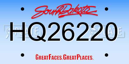 HQ26220 South Dakota License Plate