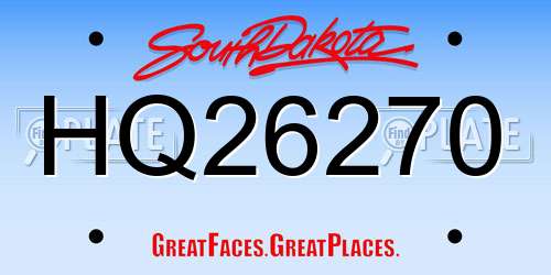 HQ26270 South Dakota License Plate