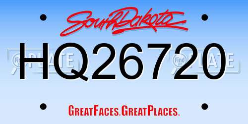 HQ26720 South Dakota License Plate