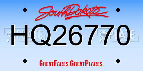 HQ26770 South Dakota License Plate