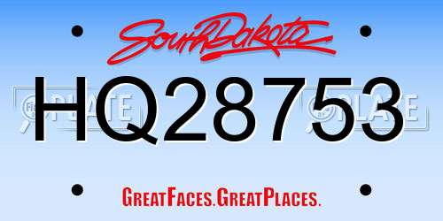 HQ28753 South Dakota License Plate