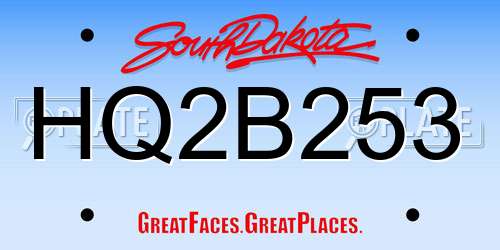 HQ2B253 South Dakota License Plate