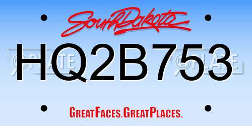 HQ2B753 South Dakota License Plate