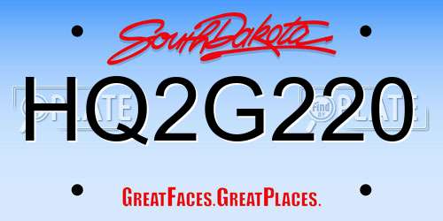 HQ2G220 South Dakota License Plate