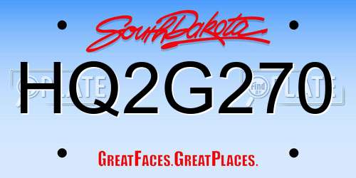 HQ2G270 South Dakota License Plate