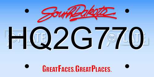 HQ2G770 South Dakota License Plate