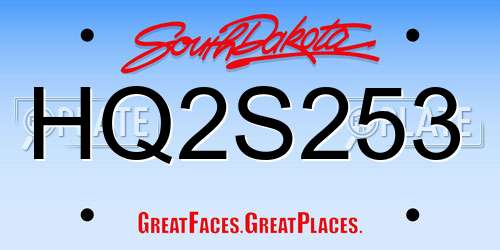 HQ2S253 South Dakota License Plate