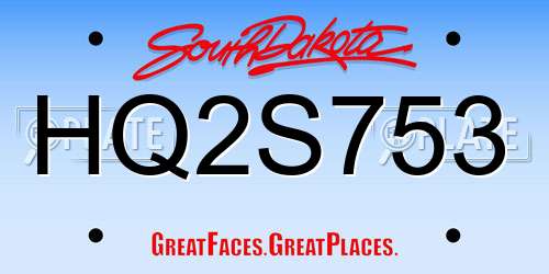 HQ2S753 South Dakota License Plate