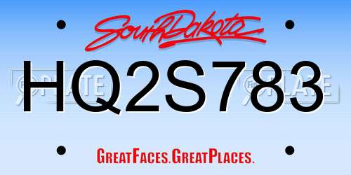 HQ2S783 South Dakota License Plate