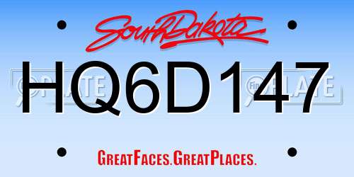 HQ6D147 South Dakota License Plate