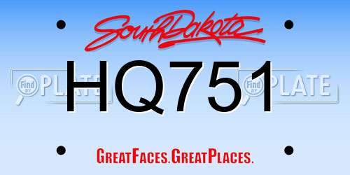 HQ751 South Dakota License Plate