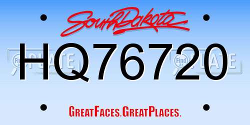 HQ76720 South Dakota License Plate