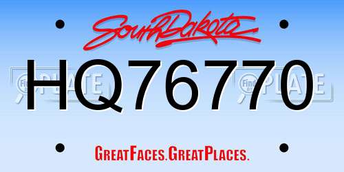 HQ76770 South Dakota License Plate