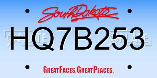 HQ7B253 South Dakota License Plate