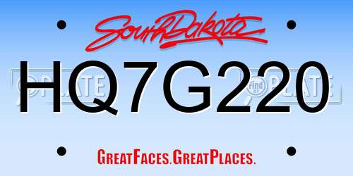 HQ7G220 South Dakota License Plate