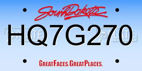 HQ7G270 South Dakota License Plate