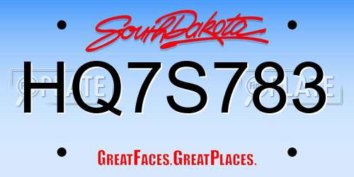 HQ7S783 South Dakota License Plate