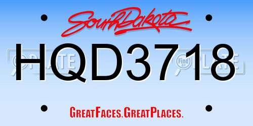 HQD3718 South Dakota License Plate
