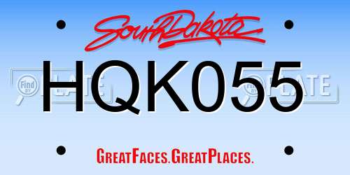 HQK055 South Dakota License Plate
