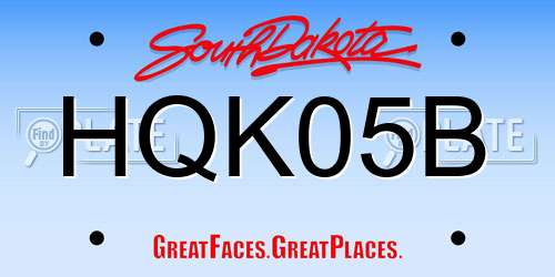 HQK05B South Dakota License Plate