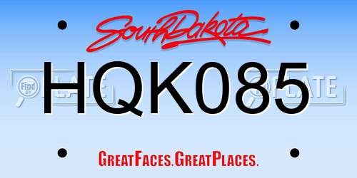 HQK085 South Dakota License Plate