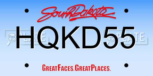 HQKD55 South Dakota License Plate