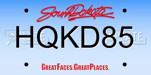 HQKD85 South Dakota License Plate