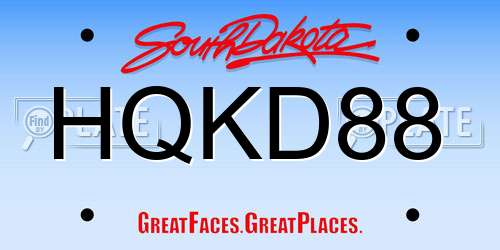 HQKD88 South Dakota License Plate