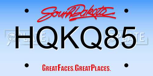 HQKQ85 South Dakota License Plate
