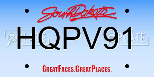 HQPV91 South Dakota License Plate