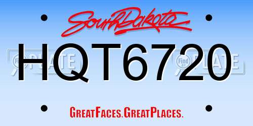 HQT6720 South Dakota License Plate