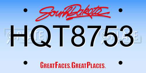 HQT8753 South Dakota License Plate