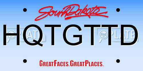 HQTGTTD South Dakota License Plate