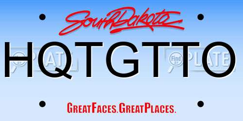 HQTGTTO South Dakota License Plate