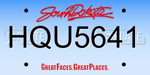 HQU5641 South Dakota License Plate