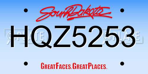 HQZ5253 South Dakota License Plate