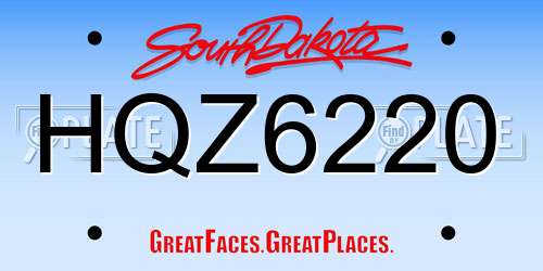 HQZ6220 South Dakota License Plate