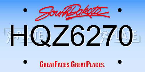 HQZ6270 South Dakota License Plate